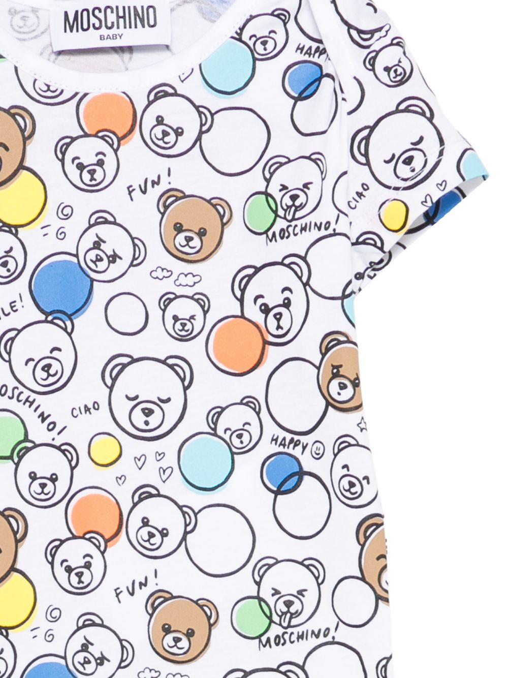 Body per neonato Moschino Kids bianco con stampa all - over - Rubino Kids