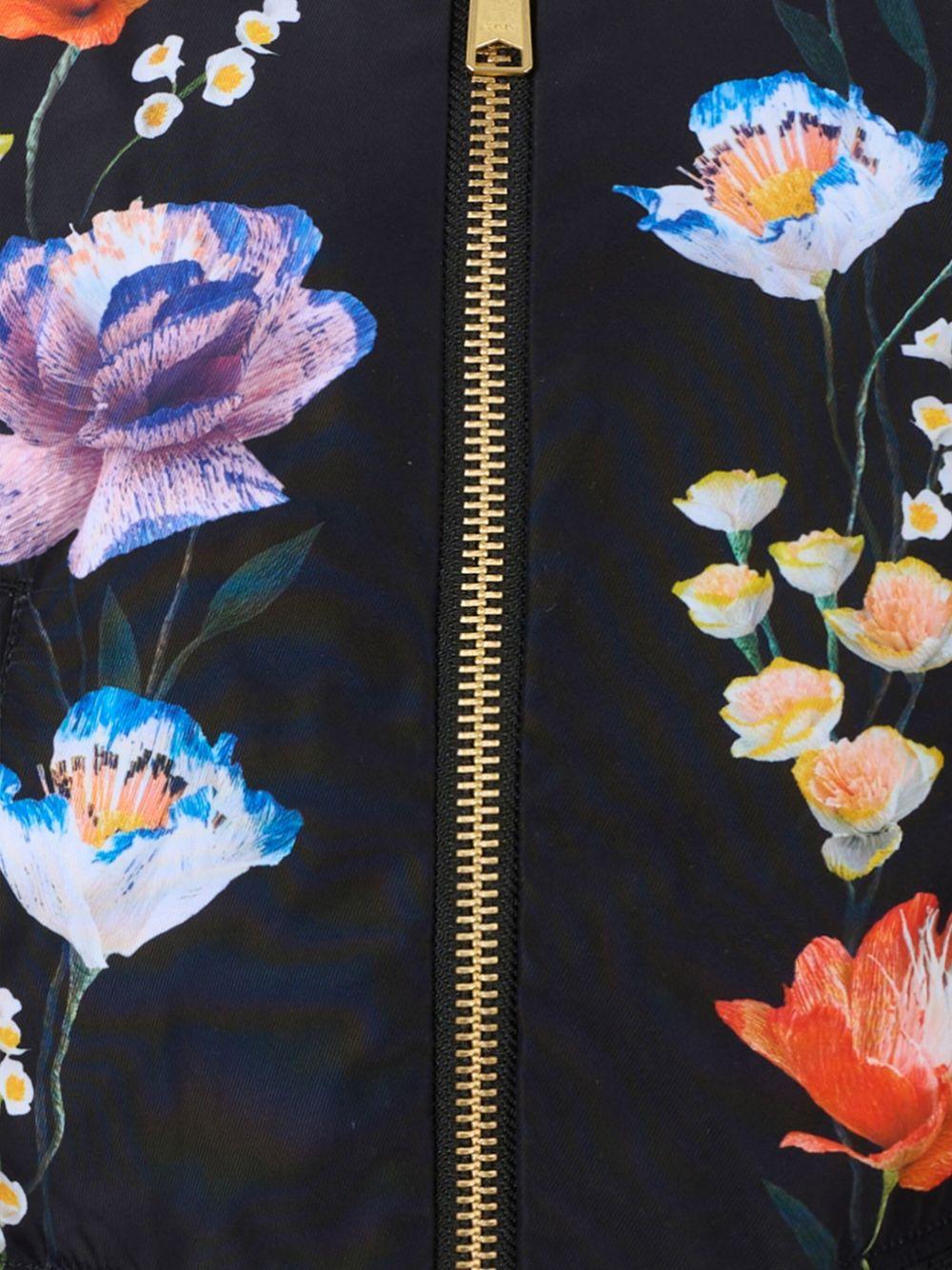 Bomber Hedia per bambina Molo nero con fantasia floreale - Rubino Kids