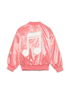 Bomber in raso per bambina Mini Rodini rosa con ricamo sul petto - Rubino Kids