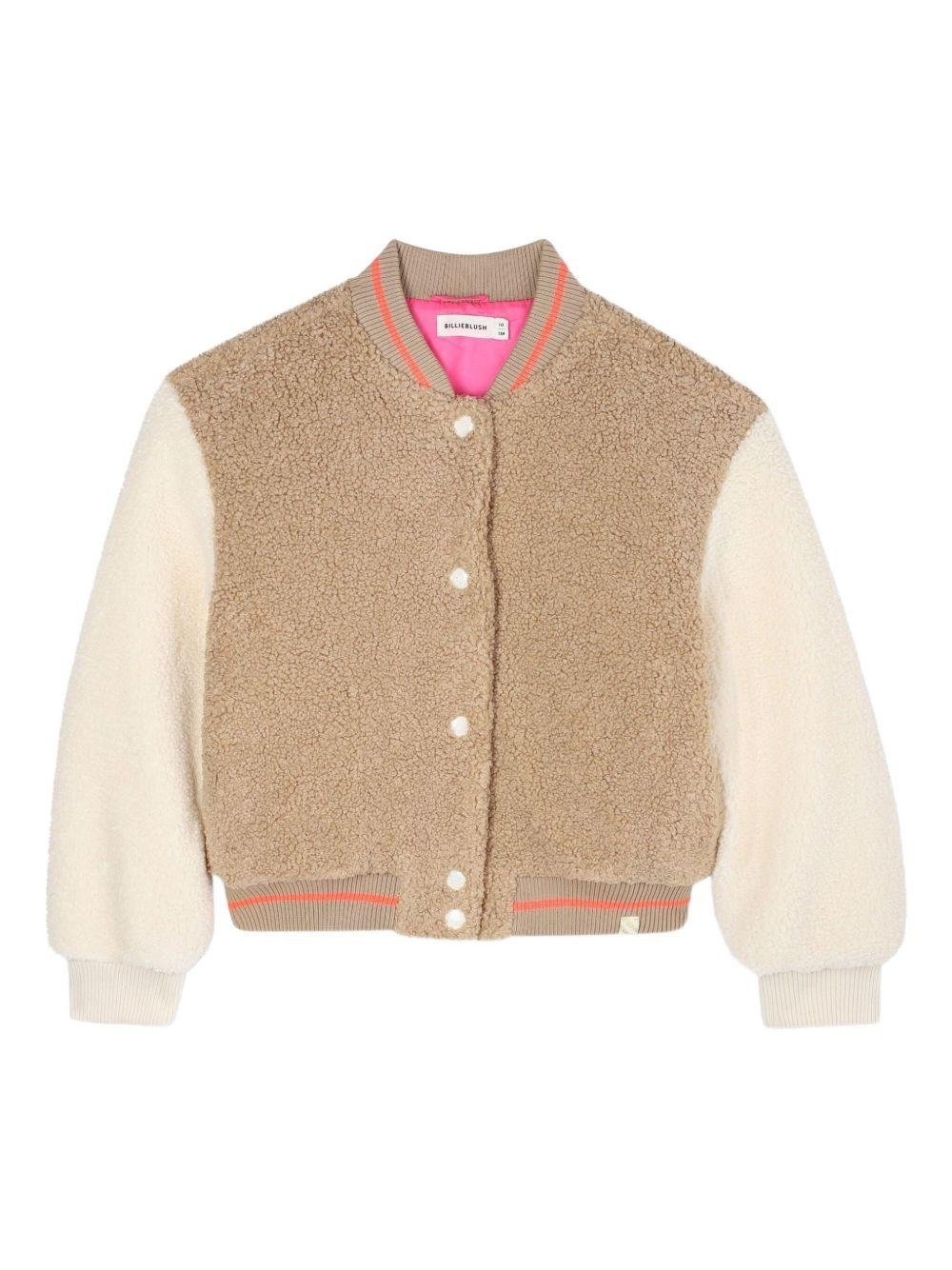 Bomber per bambina Billieblush beige in shearling sintetico - Rubino Kids