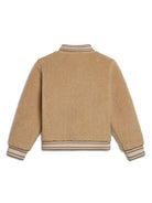 Bomber per bambina Golden Goose Kids beige con applicazione logo sul petto - Rubino Kids