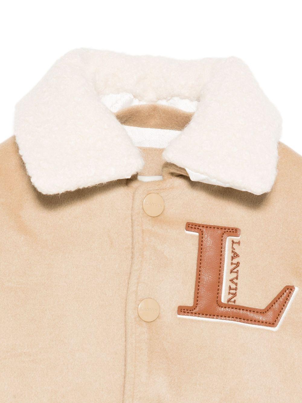 Bomber per bambino Lanvin Enfant beige con logo ricamato - Rubino Kids