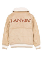 Bomber per bambino Lanvin Enfant beige con logo ricamato - Rubino Kids
