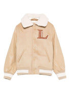 Bomber per bambino Lanvin Enfant beige con logo ricamato - Rubino Kids