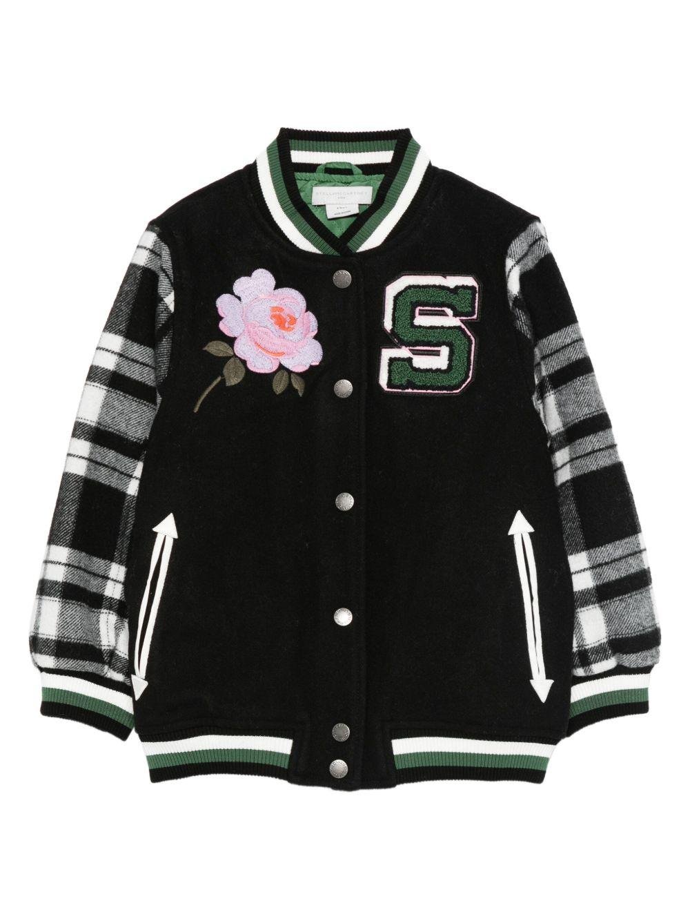 Bomber per bambino Stella McCartney Kids nero con ricamo - Rubino Kids