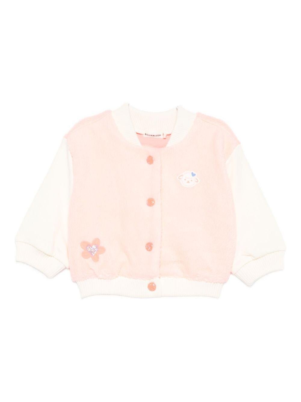 Bomber per neonata Billieblush rosa decorato con fiori e maniche a contrasto - Rubino Kids