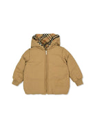 Bomber reversibile con cappuccio per bambino Burberry Kids beige con polsini elasticizzati - Rubino Kids
