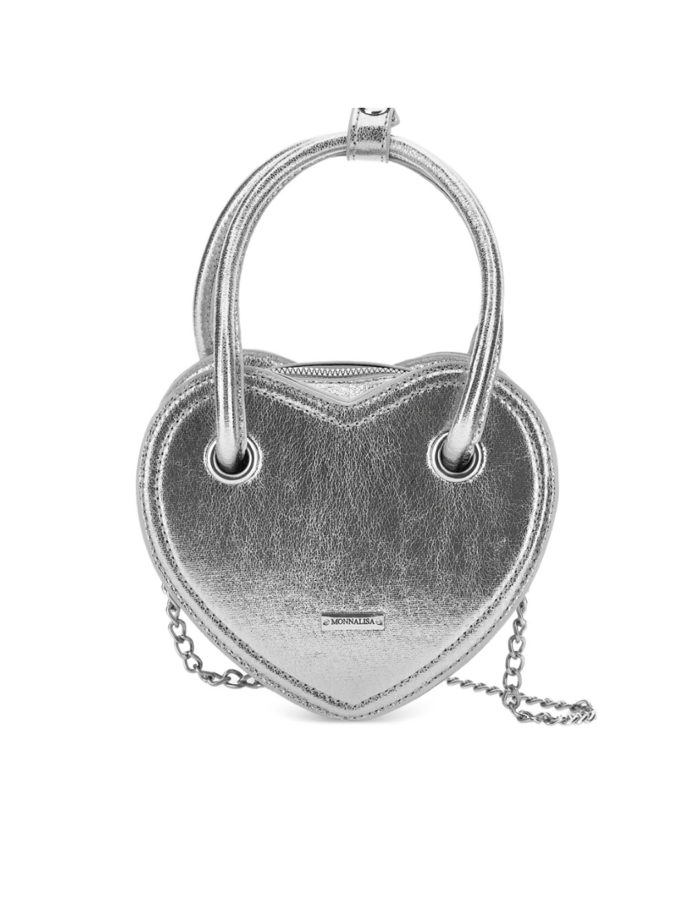 Borsa a mano per bambina Monnalisa argento a forma di cuore - Rubino Kids