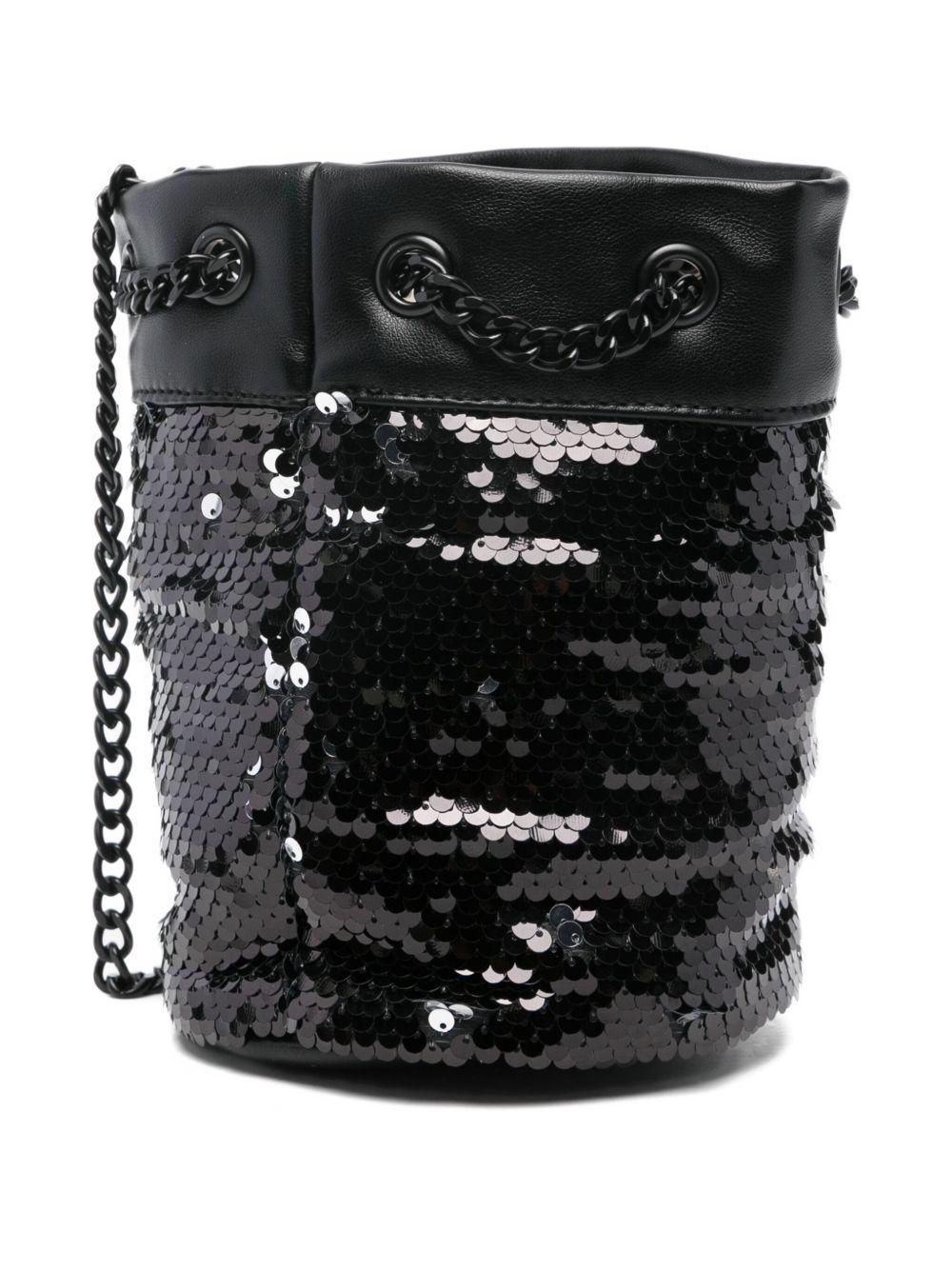 Borsa a secchiello per bambina DKNY Kids nera con paillettes - Rubino Kids