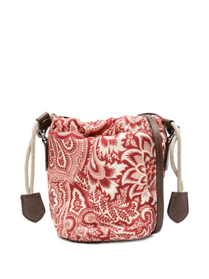 ETRO KIDS red bucket bag with paisley drawstring