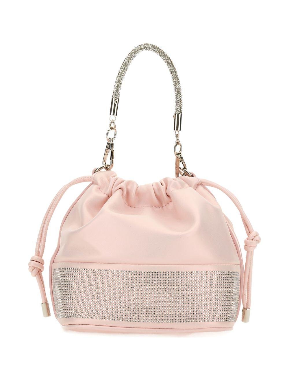 Borsa a secchiello per bambina Monnalisa rosa con manico in strass - Rubino Kids