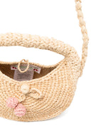 Borsa a spalla Loulou per bambina Bonpoint beige con applicazione a fiori - Rubino Kids