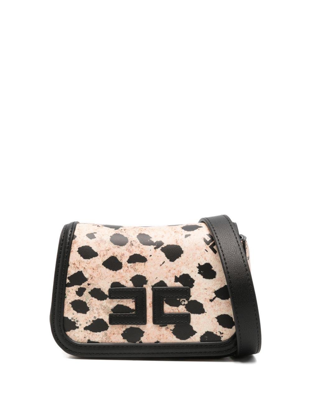 Borsa a spalla mini per bambina Elisabetta Franchi La Mia Bambina nera con stampa animalier - Rubino Kids
