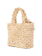 Borsa a spalla per bambina Bonpoint beige con lavorazione all'uncinetto - Rubino Kids