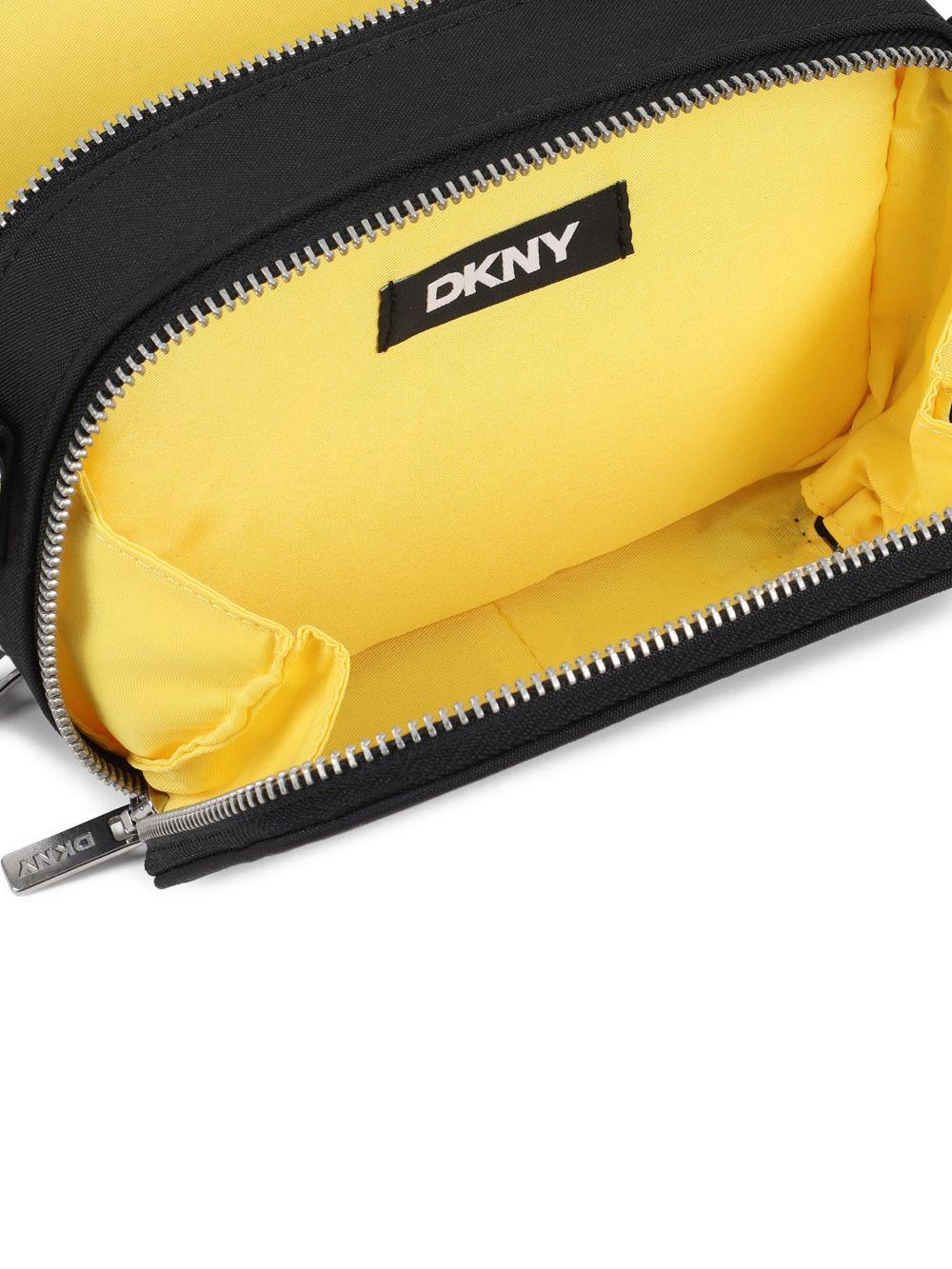Borsa a spalla per bambina Dkny Kids nera con logo goffrato - Rubino Kids