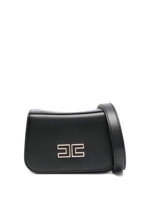 Elisabetta Franchi La Mia Bambina black shoulder bag for girls with gold-colored logo plaque