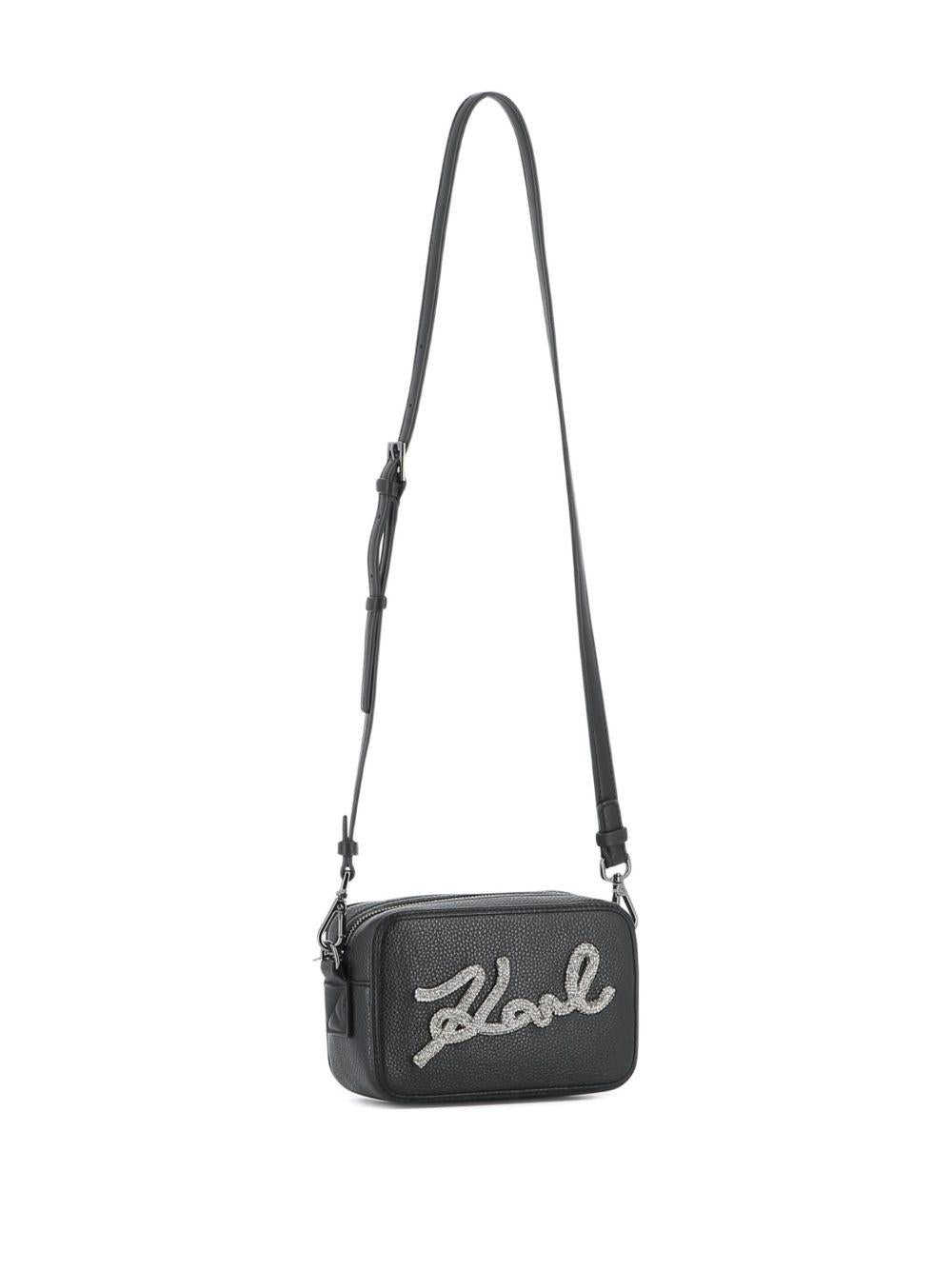 Borsa a spalla per bambina Karl Lagerfeld Kids nera con strass - Rubino Kids