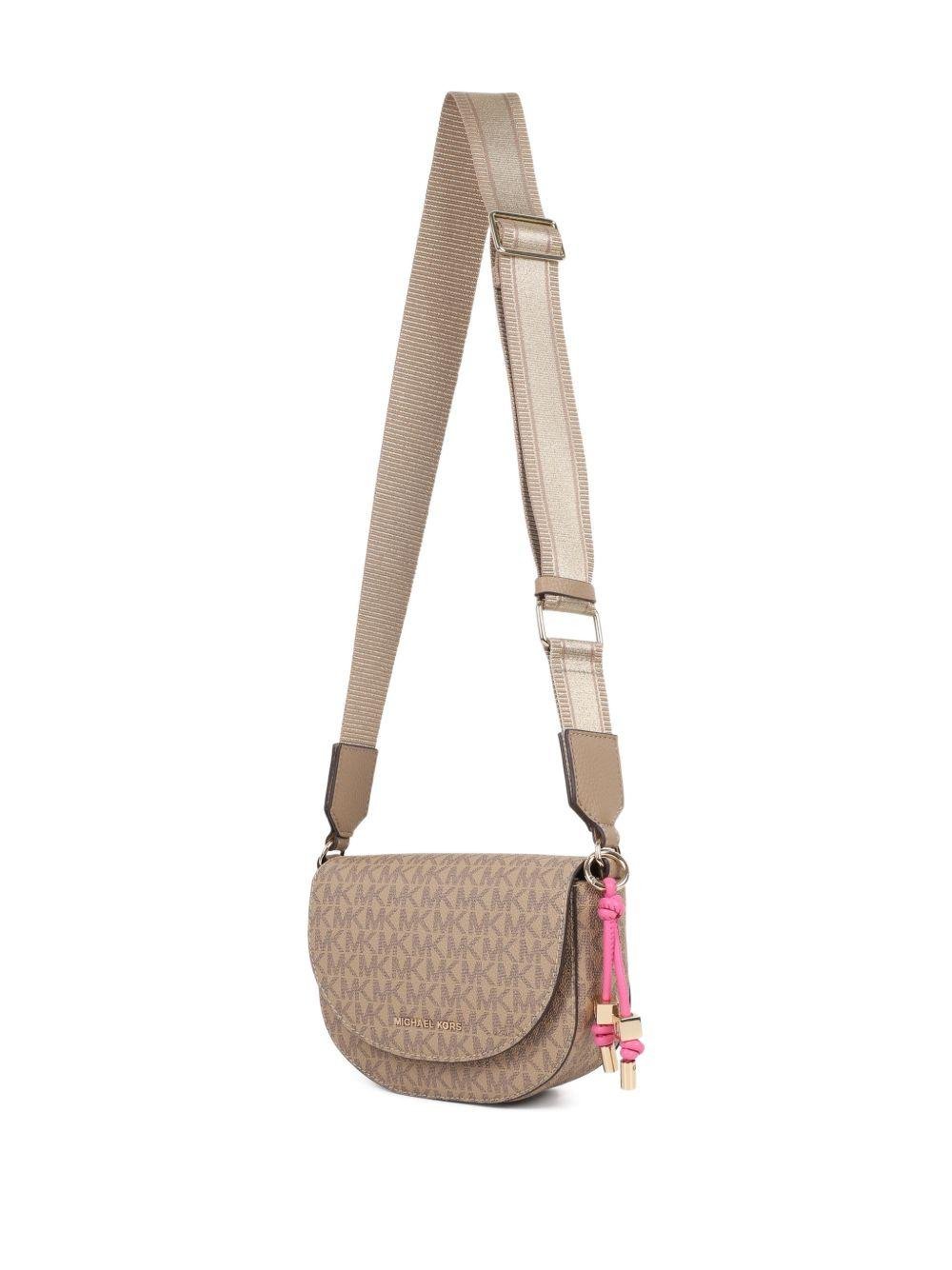 Borsa a spalla per bambina Michael Kors Kids beige con monogramma - Rubino Kids