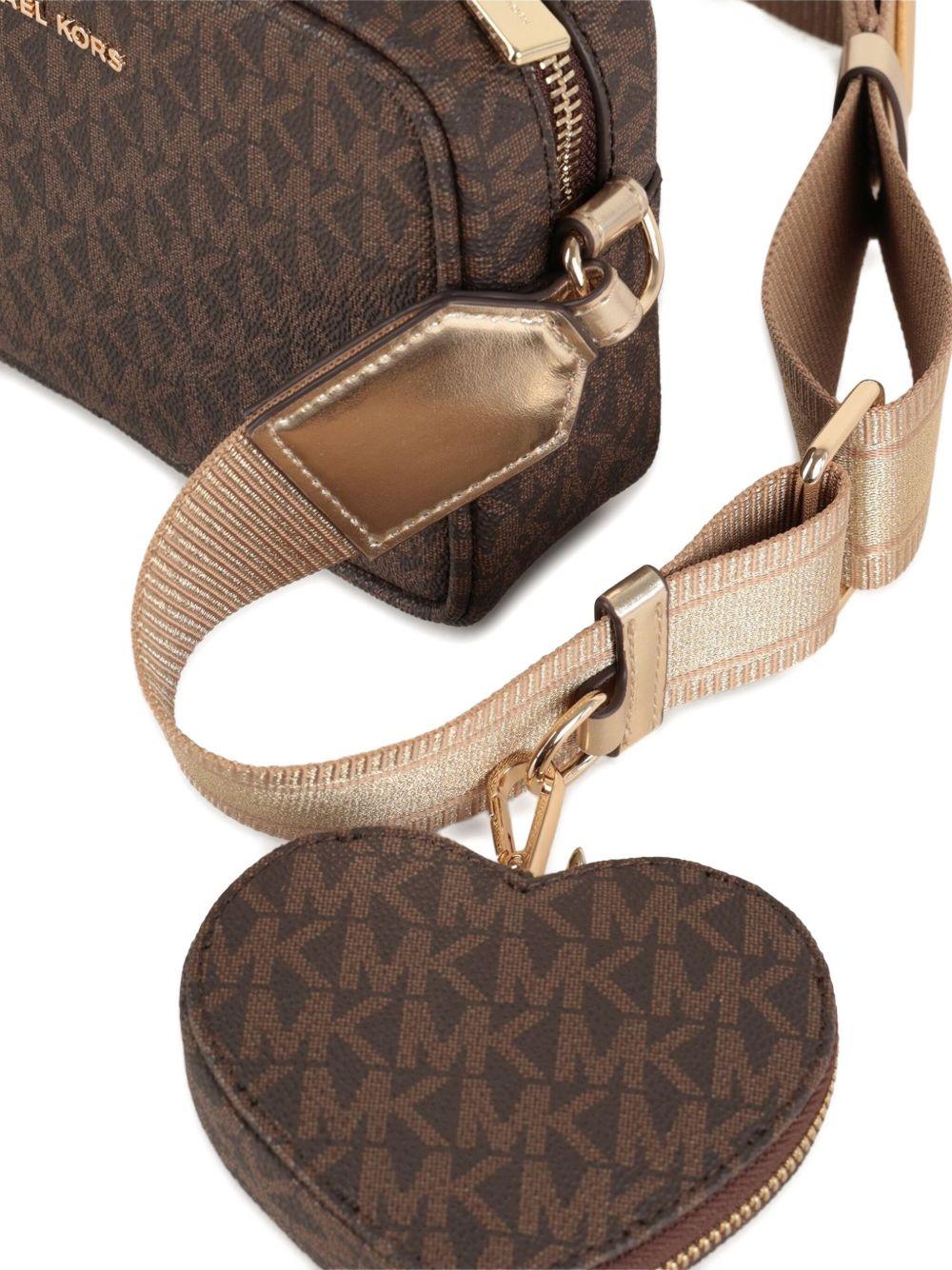 Borsa a spalla per bambina Michael Kors kids marrone con monogramma - Rubino Kids
