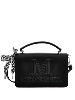 Black Monnalisa shoulder bag for girls with embossed logo