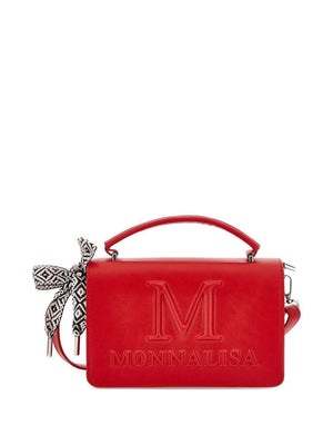 Red Monnalisa shoulder bag for girls with embossed logo