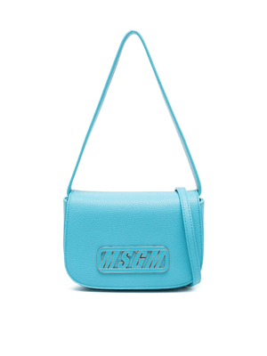 Borsa a spalla per bambina MSGM Kids azzurro con placca con logo