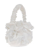 Borsa a spalla per bambina Self - Portrait Kids bianco con applicazione a fiori - Rubino Kids