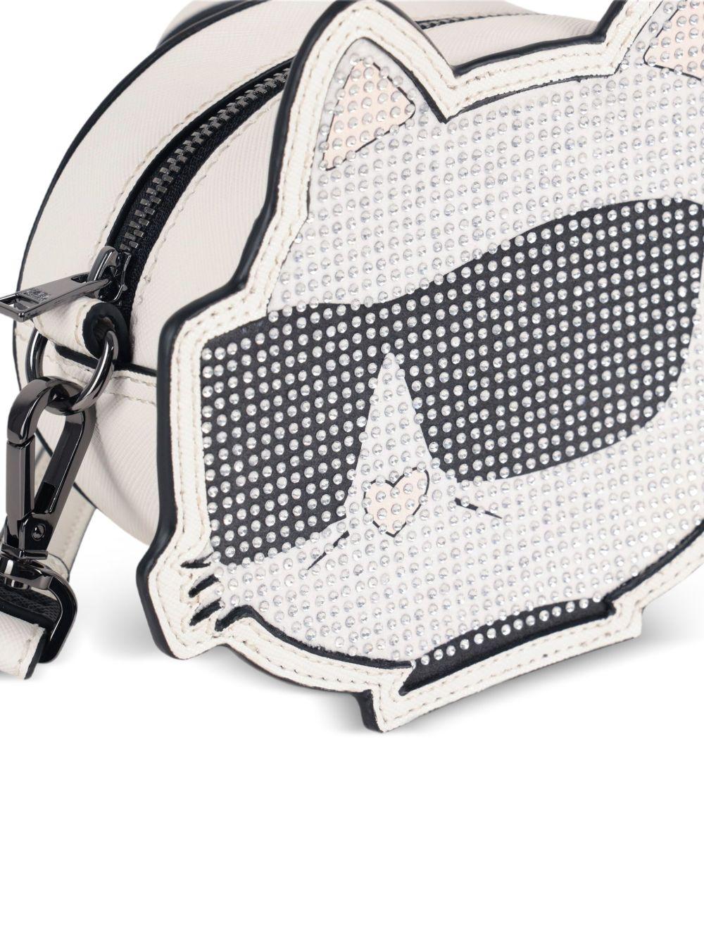 Borsa a tracolla Ikon per bambina Karl Lagerfeld Kids bianca con decorazione con strass - Rubino Kids