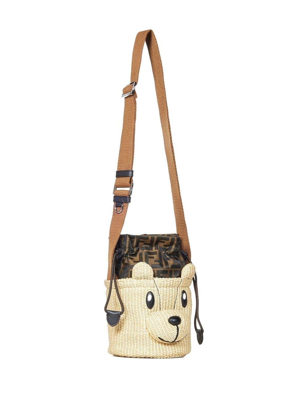 Borsa a tracolla per bambina Fendi Kids beige con motivo bear - Rubino Kids
