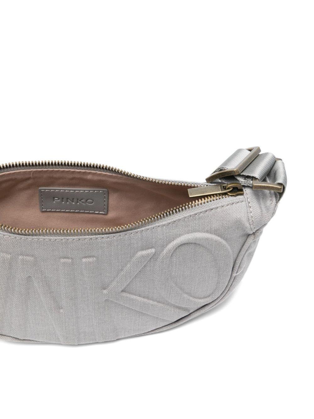 Borsa a tracolla per bambina Pinko Kids grigia con logo in rilievo - Rubino Kids