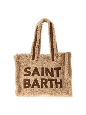 MC2 Saint Barth Kids Colette bag for girls in beige with contrasting embroidered logo