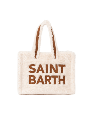 MC2 Saint Barth Kids Colette Bag for Girls in Beige with Teddy Texture