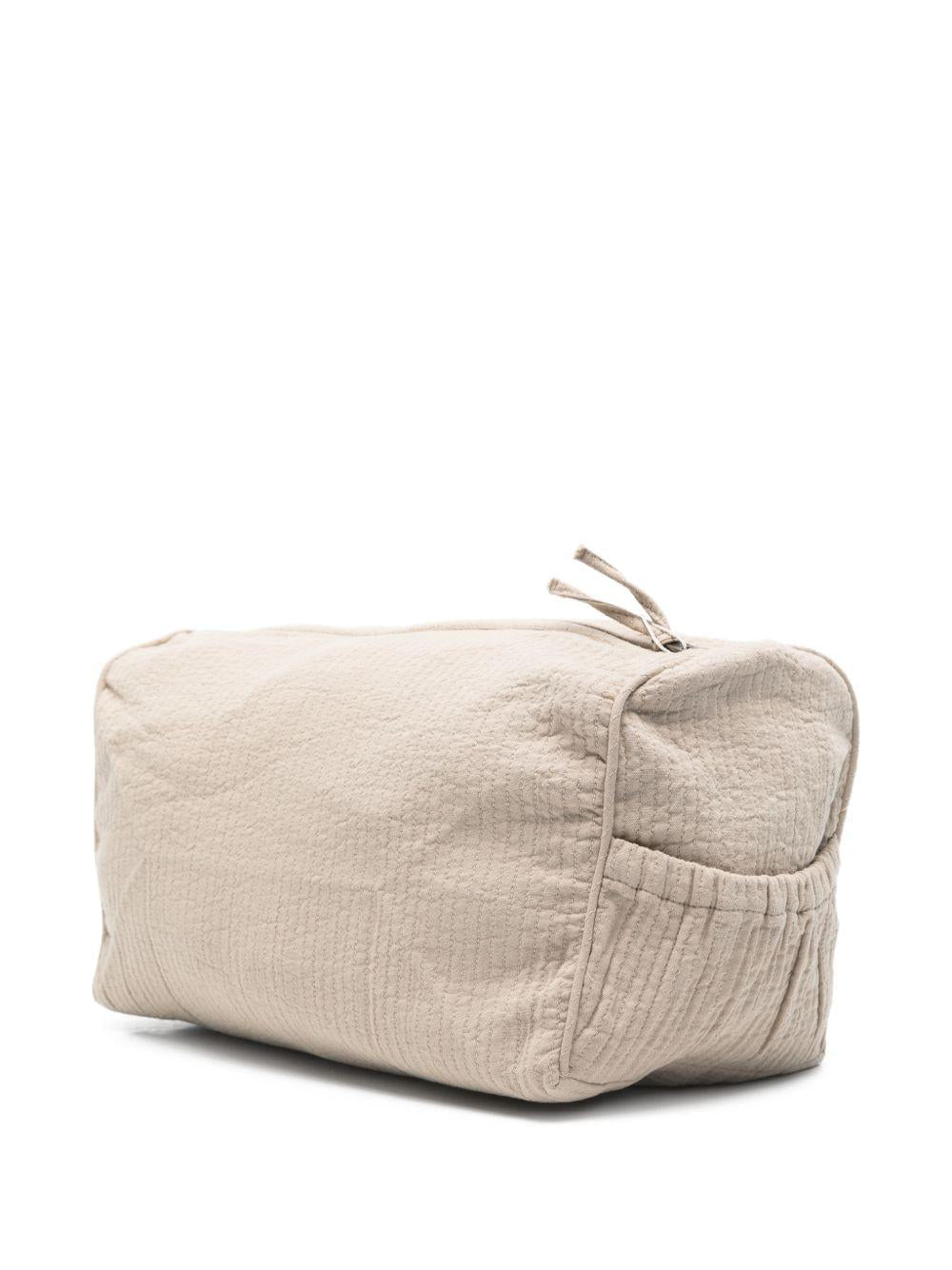 Borsa da toilette per neonati Donsje beige con ricamo orsetto - Rubino Kids
