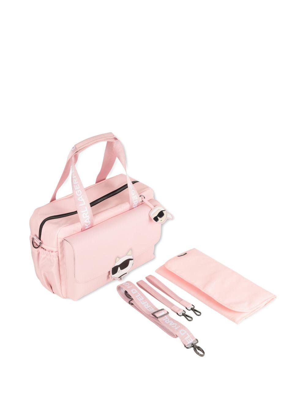 Borsa fasciatoio Choupette per neonata Karl Lagerfeld Kids rosa con logo sulla fascia - Rubino Kids