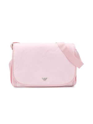 Borsa fasciatoio per neonata Emporio Armani Kids rosa con applicazione logo