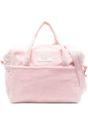 Moschino Kids pink baby changing bag with Teddy Bear print
