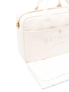 Borsa fasciatoio per neonati Balmain Kids bianca con logo ricamato - Rubino Kids