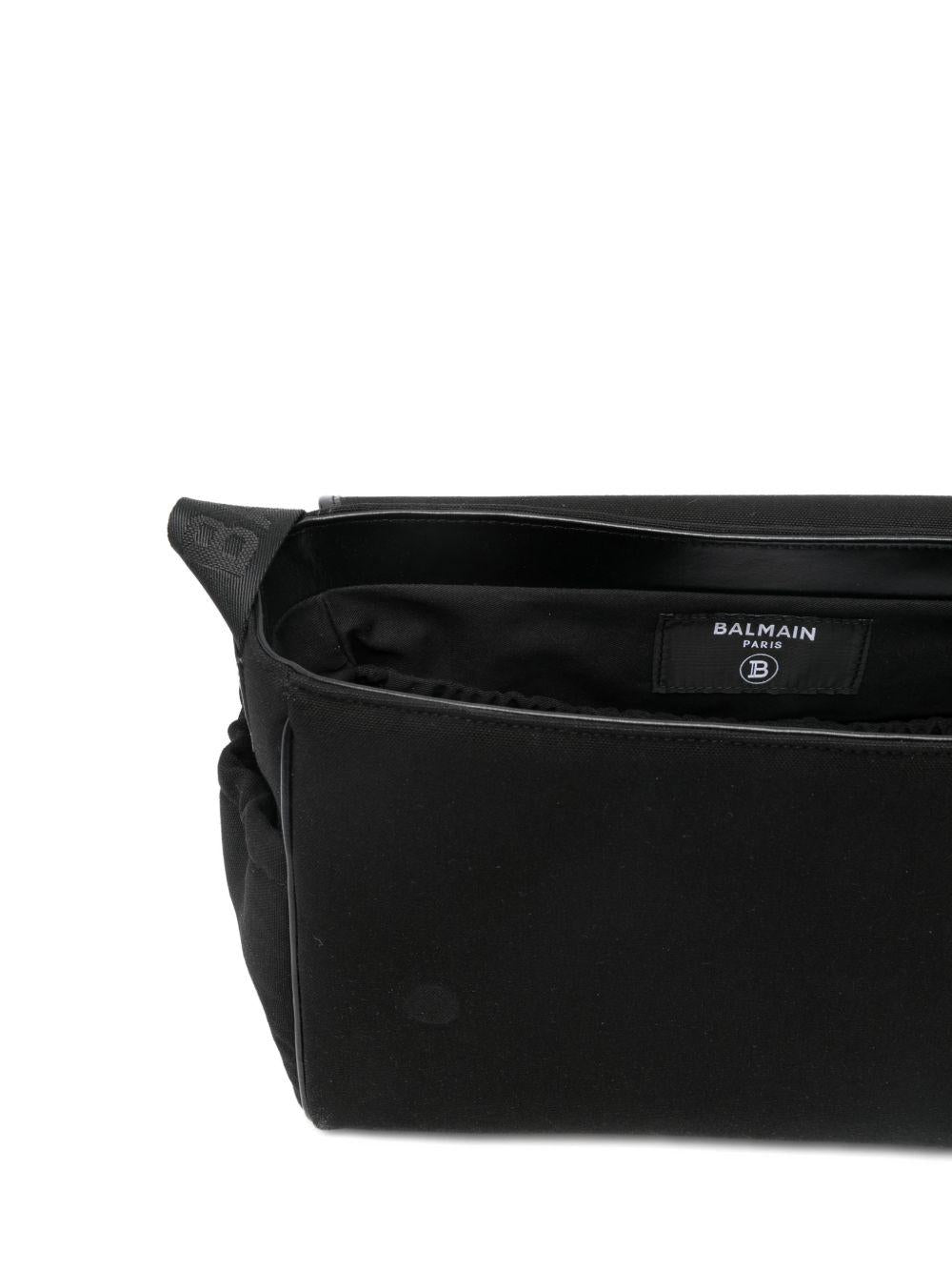 Borsa fasciatoio per neonati Balmain Kids nera con logo ricamato - Rubino Kids