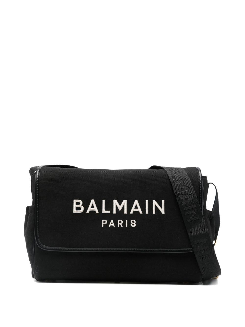 Borsa fasciatoio per neonati Balmain Kids nera con logo ricamato - Rubino Kids