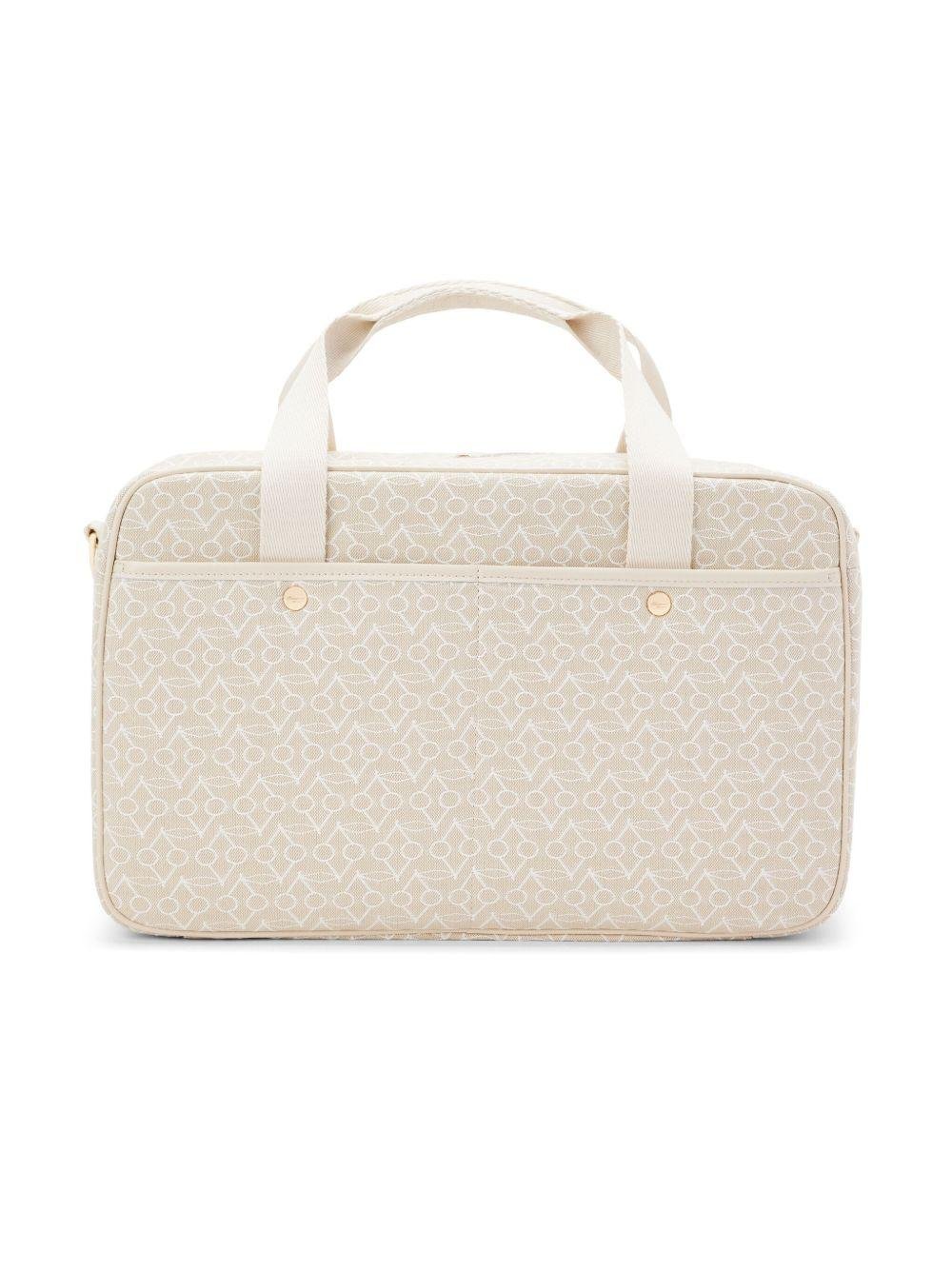 Borsa fasciatoio per neonati Bonpoint beige con stampa del logo all - over - Rubino Kids