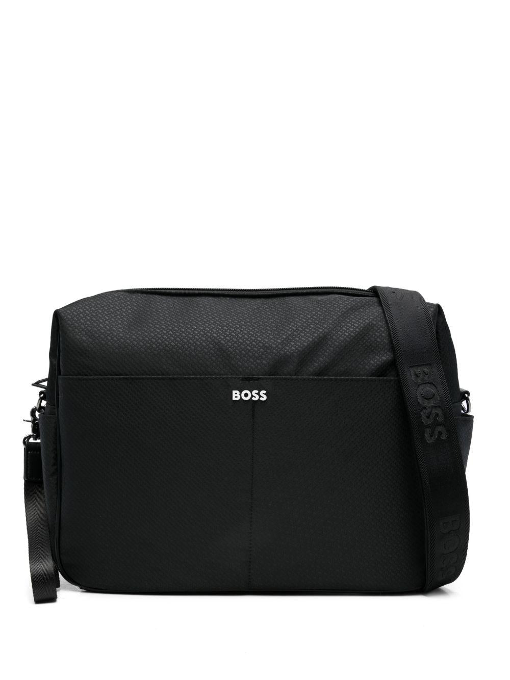 Borsa fasciatoio per neonati Boss Kids nera con logo - Rubino Kids