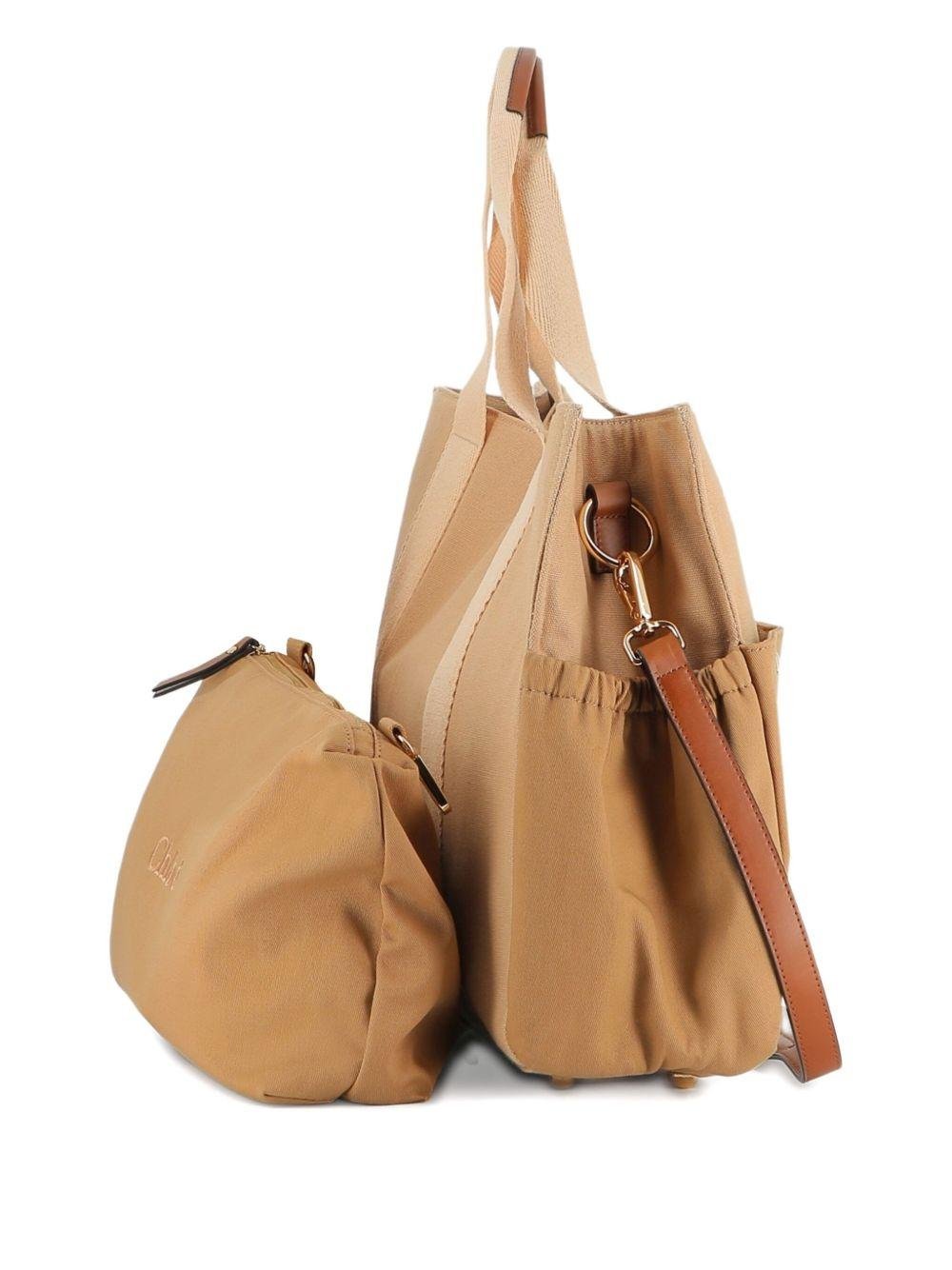 Borsa fasciatoio per neonati Chloé Kids beige con dettaglio logo - Rubino Kids