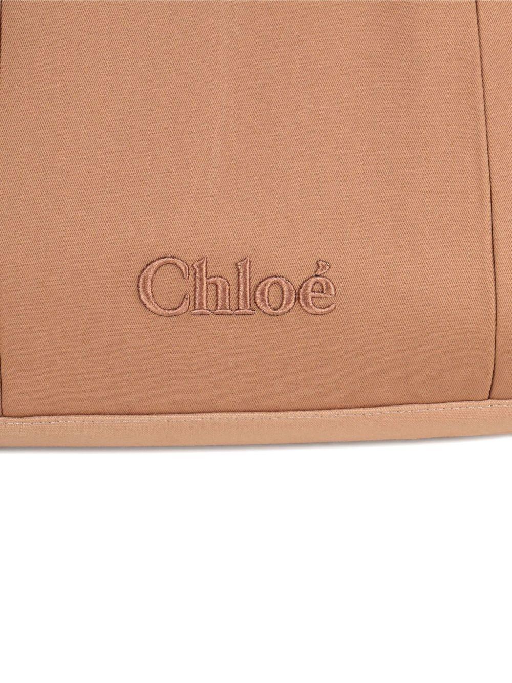 Borsa fasciatoio per neonati Chloé Kids beige con dettaglio logo - Rubino Kids