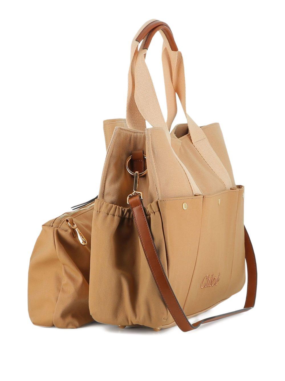Borsa fasciatoio per neonati Chloé Kids beige con dettaglio logo - Rubino Kids