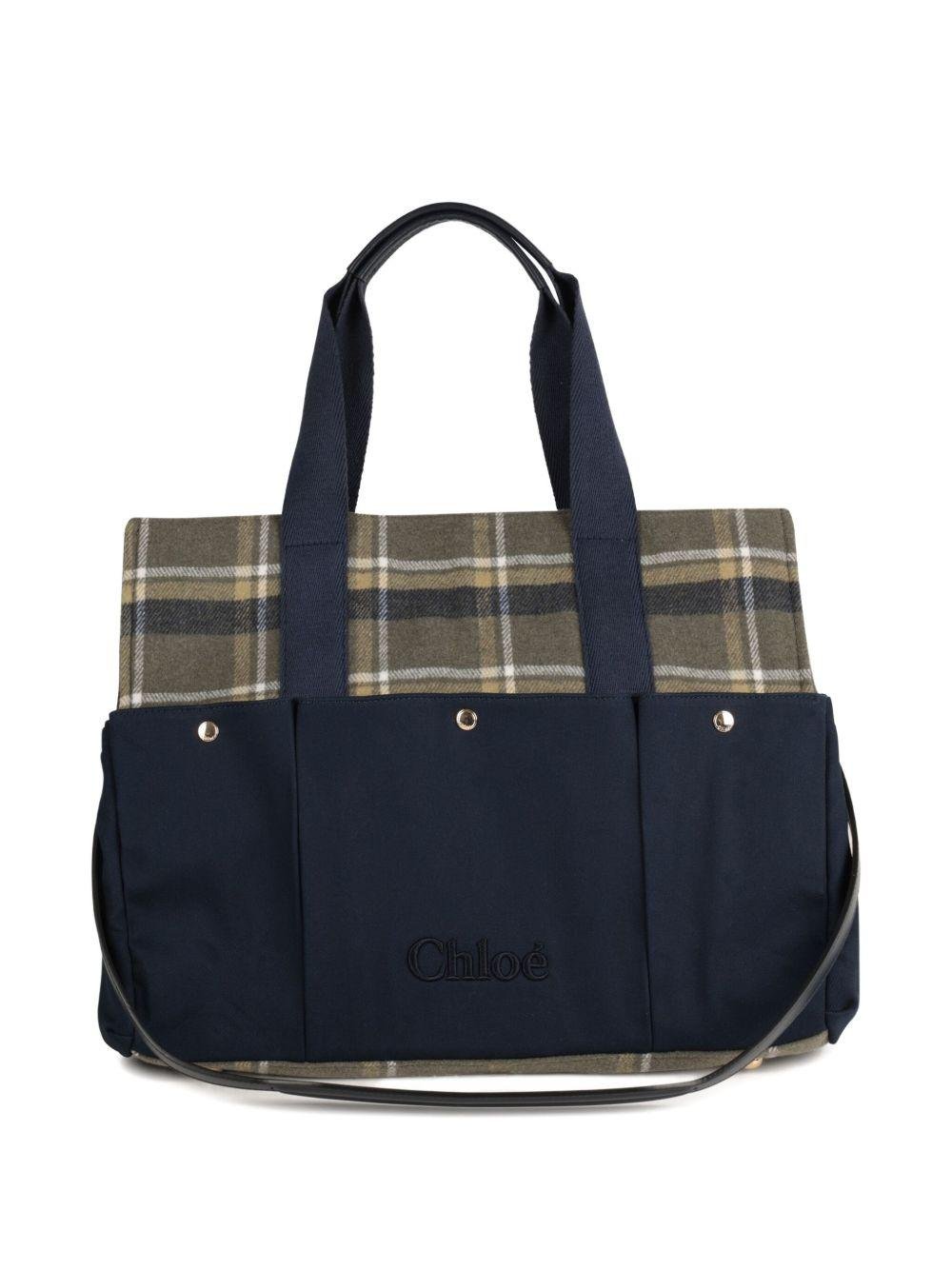 Borsa fasciatoio per neonati Chloé Kids blu con motivo a quadri <BR/> - Rubino Kids