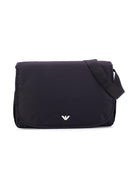 Borsa fasciatoio per neonati Emporio Armani Kids blu con logo argento - Rubino Kids