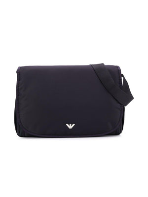 Borsa fasciatoio per neonati Emporio Armani Kids blu con logo argento