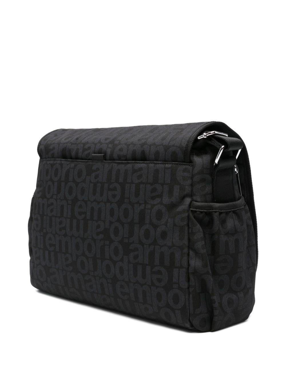 Borsa fasciatoio per neonati Emporio Armani Kids nera con targhetta con logo - Rubino Kids