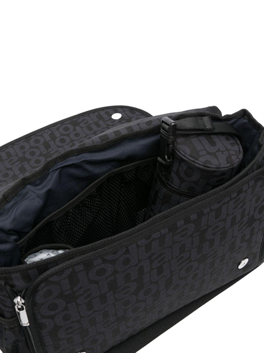 Borsa fasciatoio per neonati Emporio Armani Kids nera con targhetta con logo - Rubino Kids