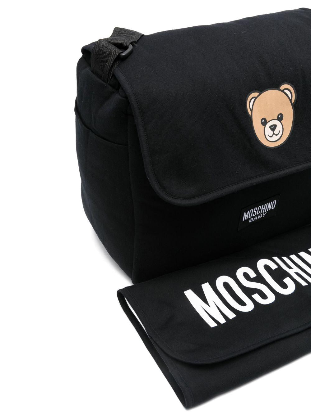 Borsa fasciatoio per neonati Moschino Kds nero con stampa Teddy Bear - Rubino Kids